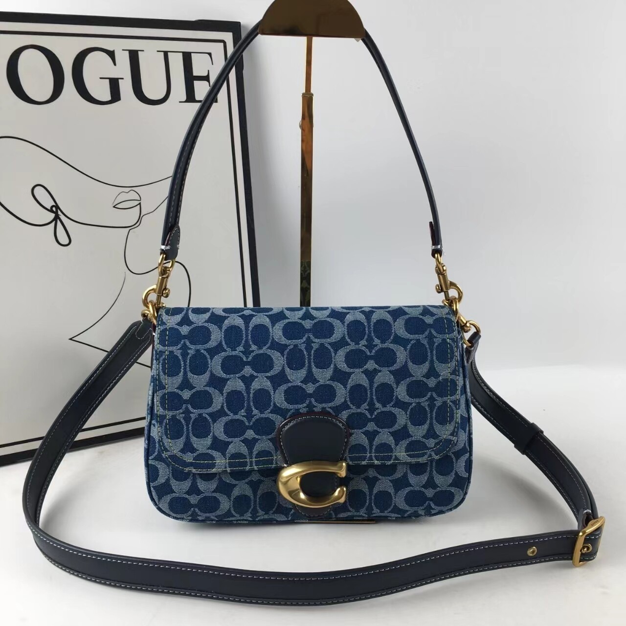 Model Number CA105 Soft Tabby Shoulder Signature Denim Leather Blue Outlet
