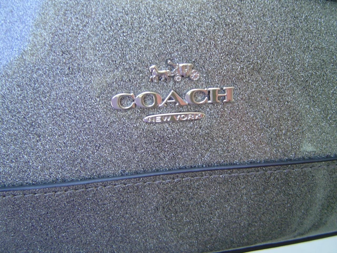 AUTHENTIC COACH SILVER GLITTER PATENT LEATHER MINI SIERRA SATCHEL #29134 EUC/LN