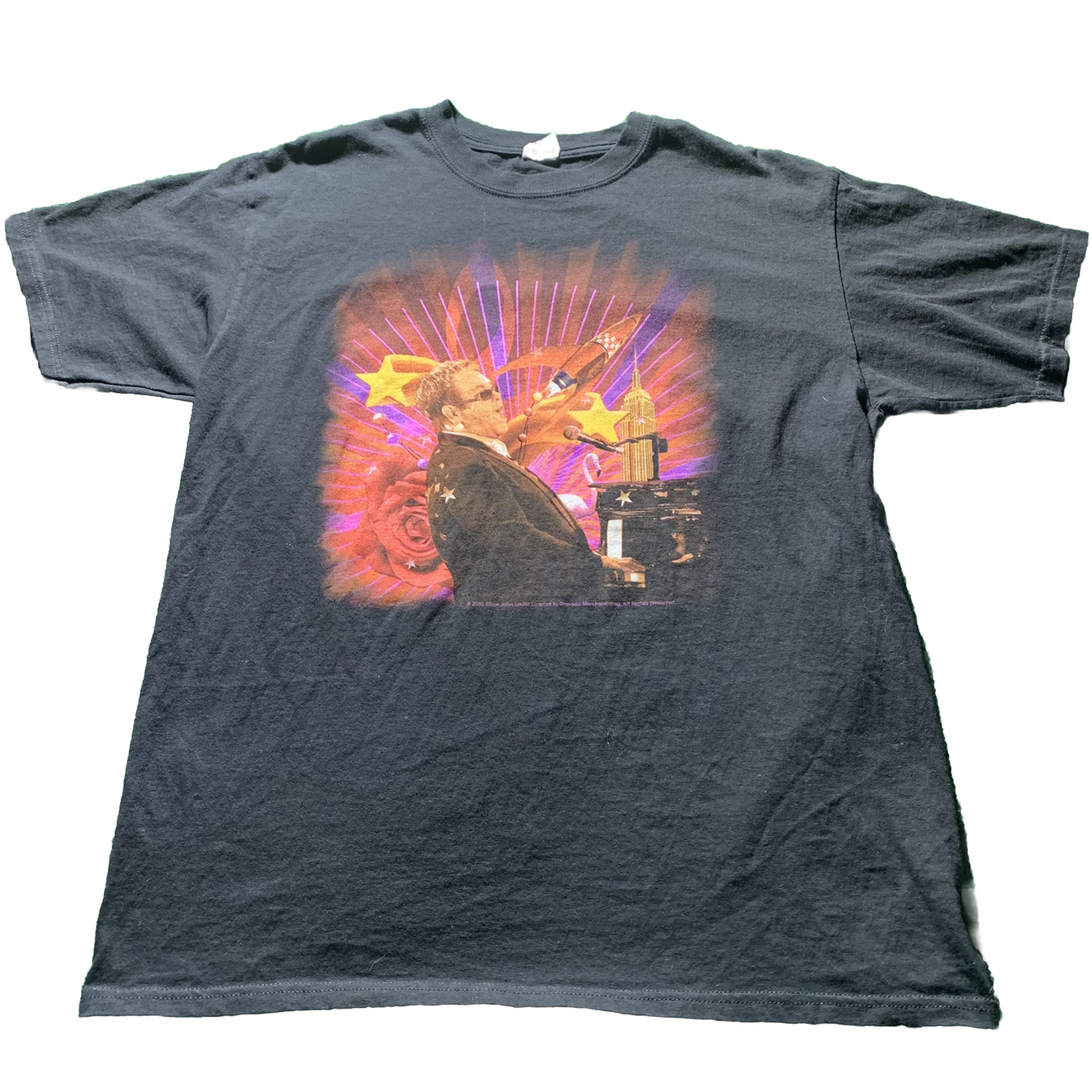 Elton John T-Shirt Rocket Man Tour Mens Size XL Black 2008