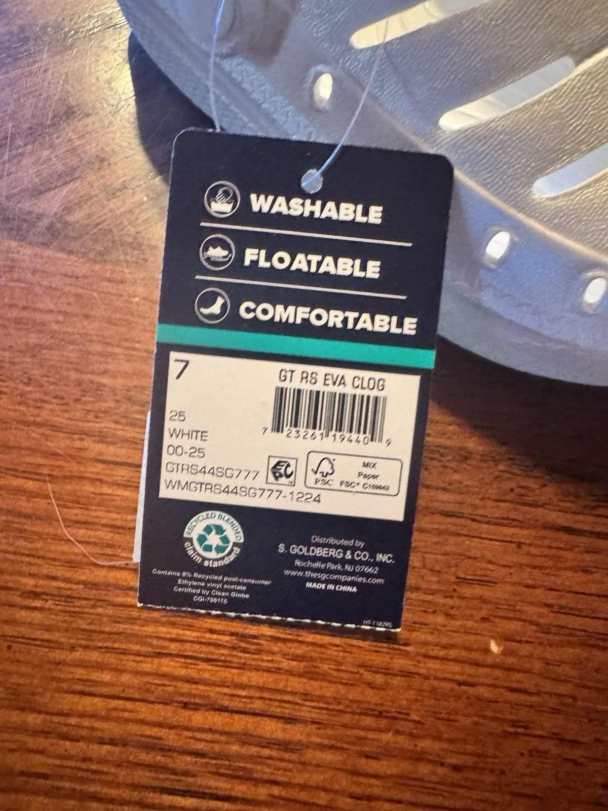 Rugged Shark Toddler size 7 Girls’ Swivel-Strap EVA Clogs color Pearl NEW