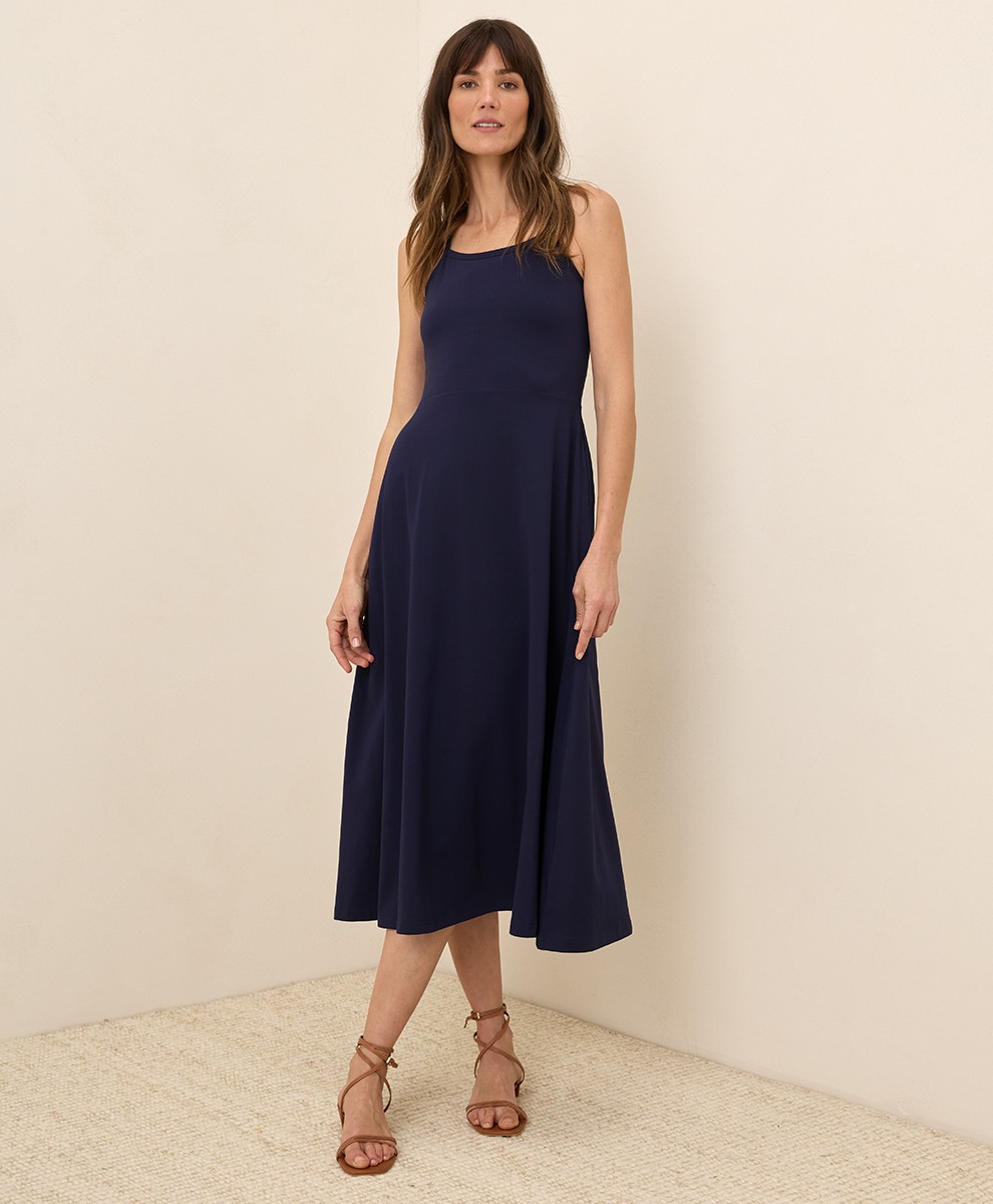 Pact Women’s Fit & Flare Midi Dress X-Small Short Eclipse Purple