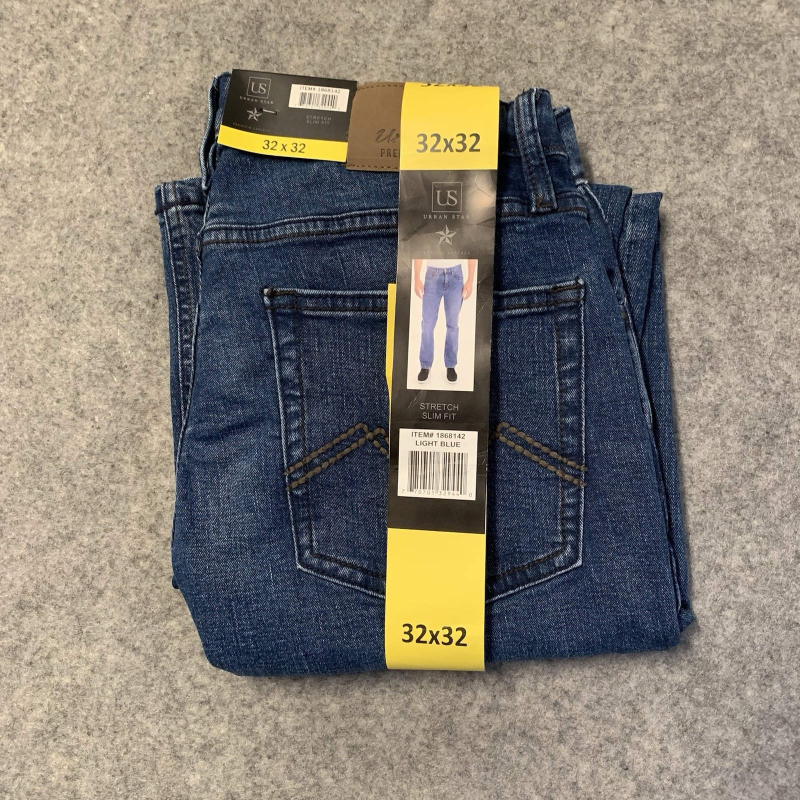 Urban Star Jeans Mens Blue Straight Stretch Various Sizes NEW