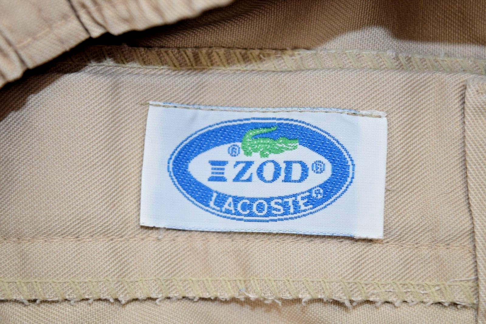 Vintage IZOD Lacoste Pants Size 18 70s Beige Straight Leg Blue Crocodile