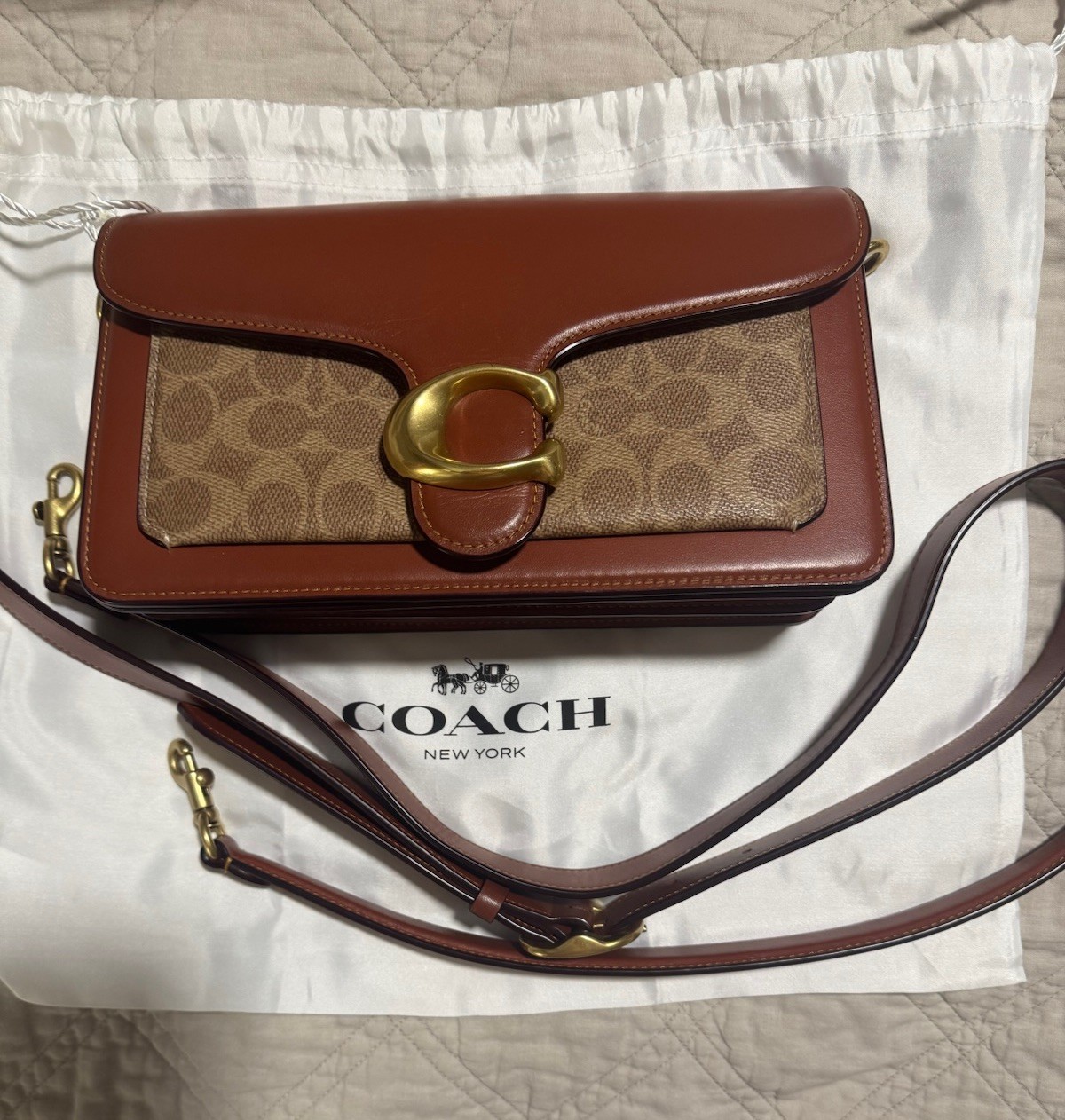 Coach Tabby 26 Shoulder Bag Gold Hardware Logo Buckle Accent Adjustable Strap