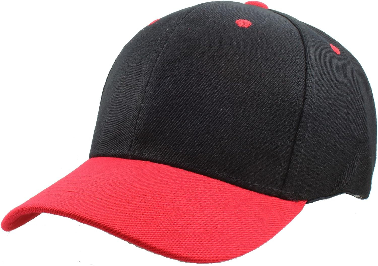Gelante Plain Blank Baseball Caps Adjustable Back Strap One Size Black Red