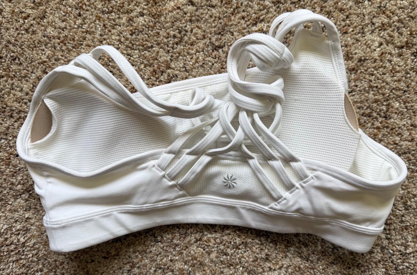 Athleta Womens White Multi Strap Lattice Back Sports Bra 591284-01 Medium NWOT