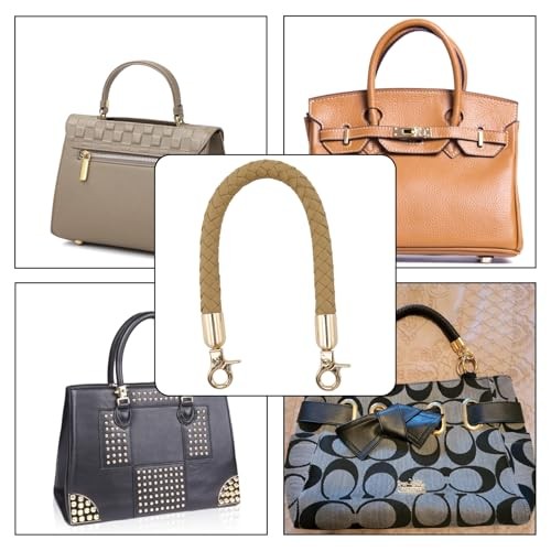2pcs Braided Handbag Straps – 11.8 Inch Short PU Leather Replacement Beige