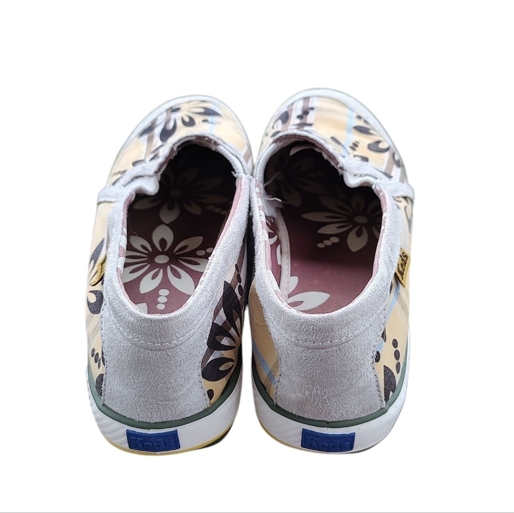 Keds Island Plaid Floral Double Decker Slip-On Sneakers Brown And Butter Yellow