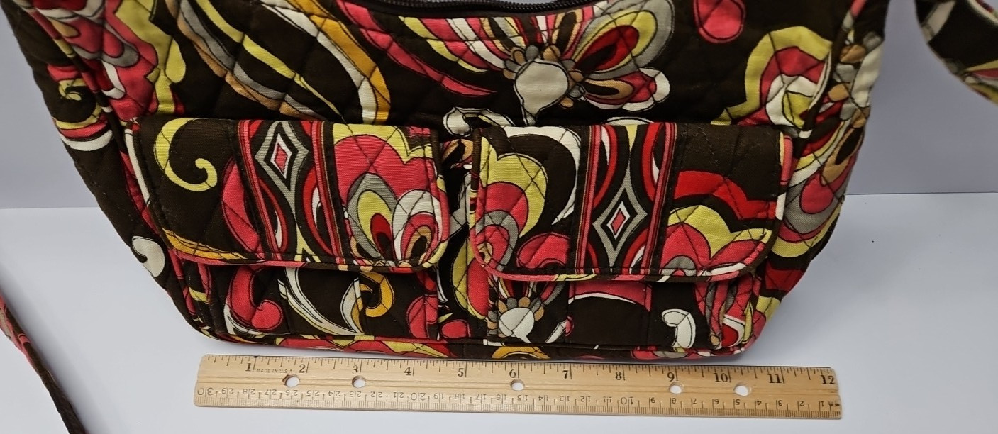 Vera Bradley Libby Crossbody Small Purse Puccini Brown Red Yellow
