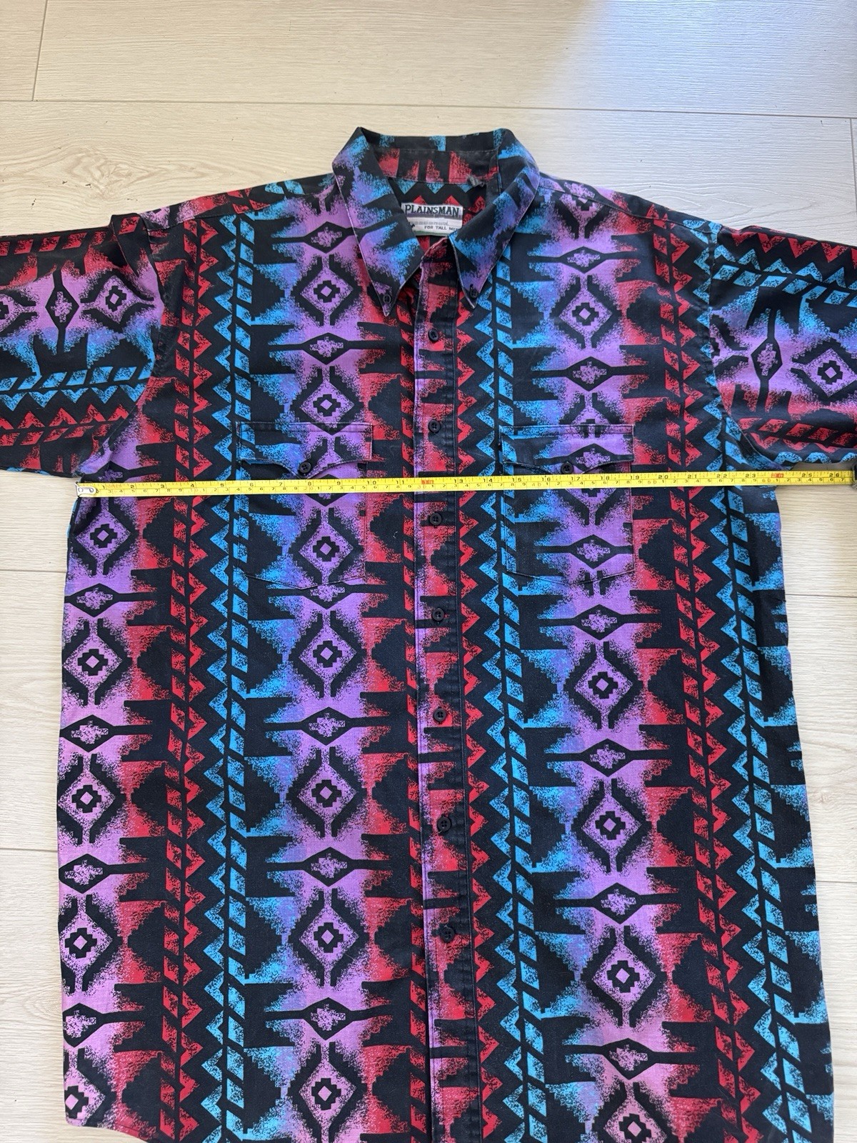 Vintage Plainsman Southwest Short Sleeve Cowboy Western Shirt 90s