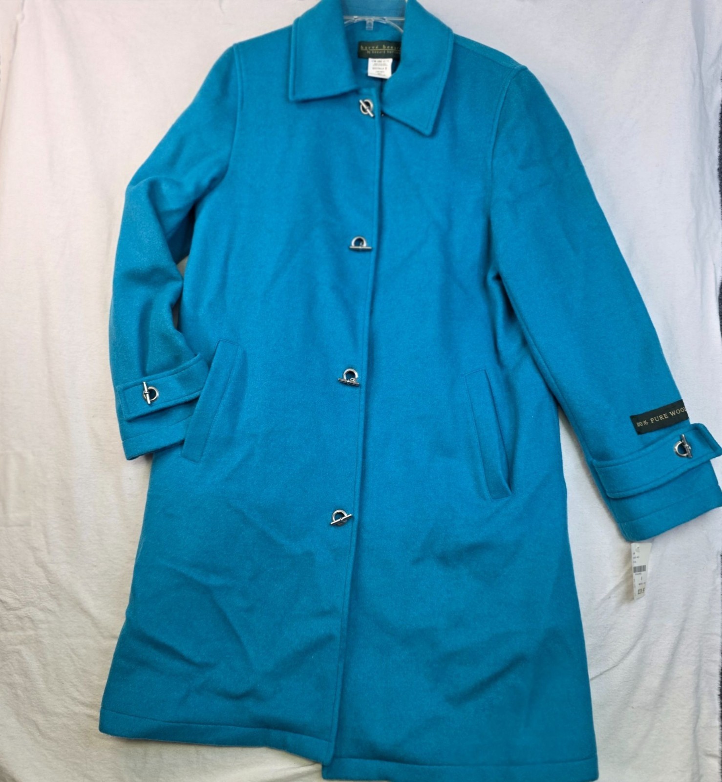 Vintage 90s Wool Duffle Coat 8 Turquoise Quiet Luxury Old Money Outdoor Winter