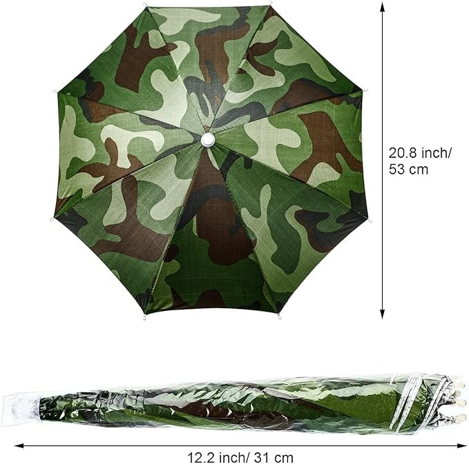 3 Pieces Rainbow Umbrella Hats Camouflage Fishing Cap Beach Umbrella Headband