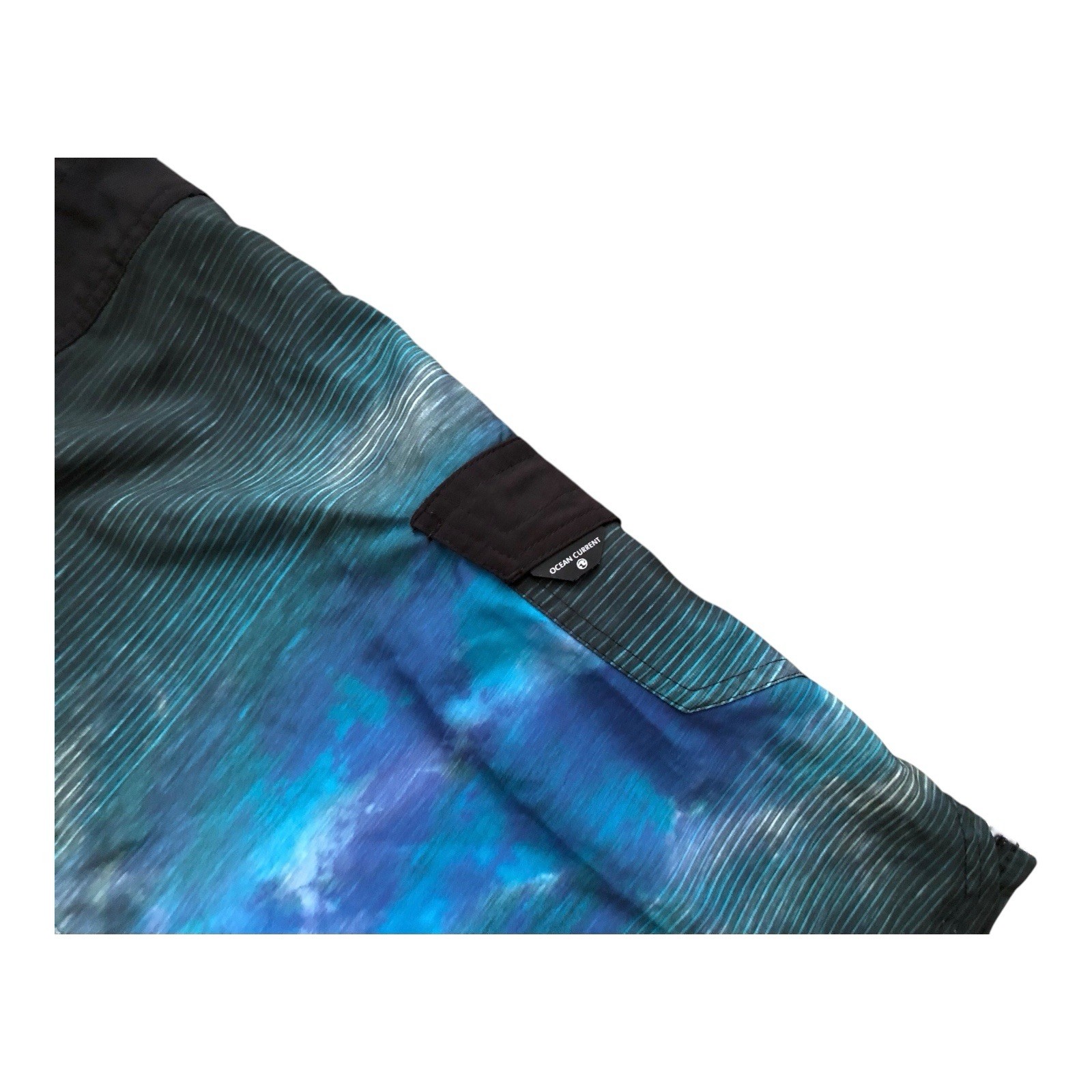 Ocean Current Board Shorts Mens 34 Blue Black Surf Swim Beach Pocket Drawstring