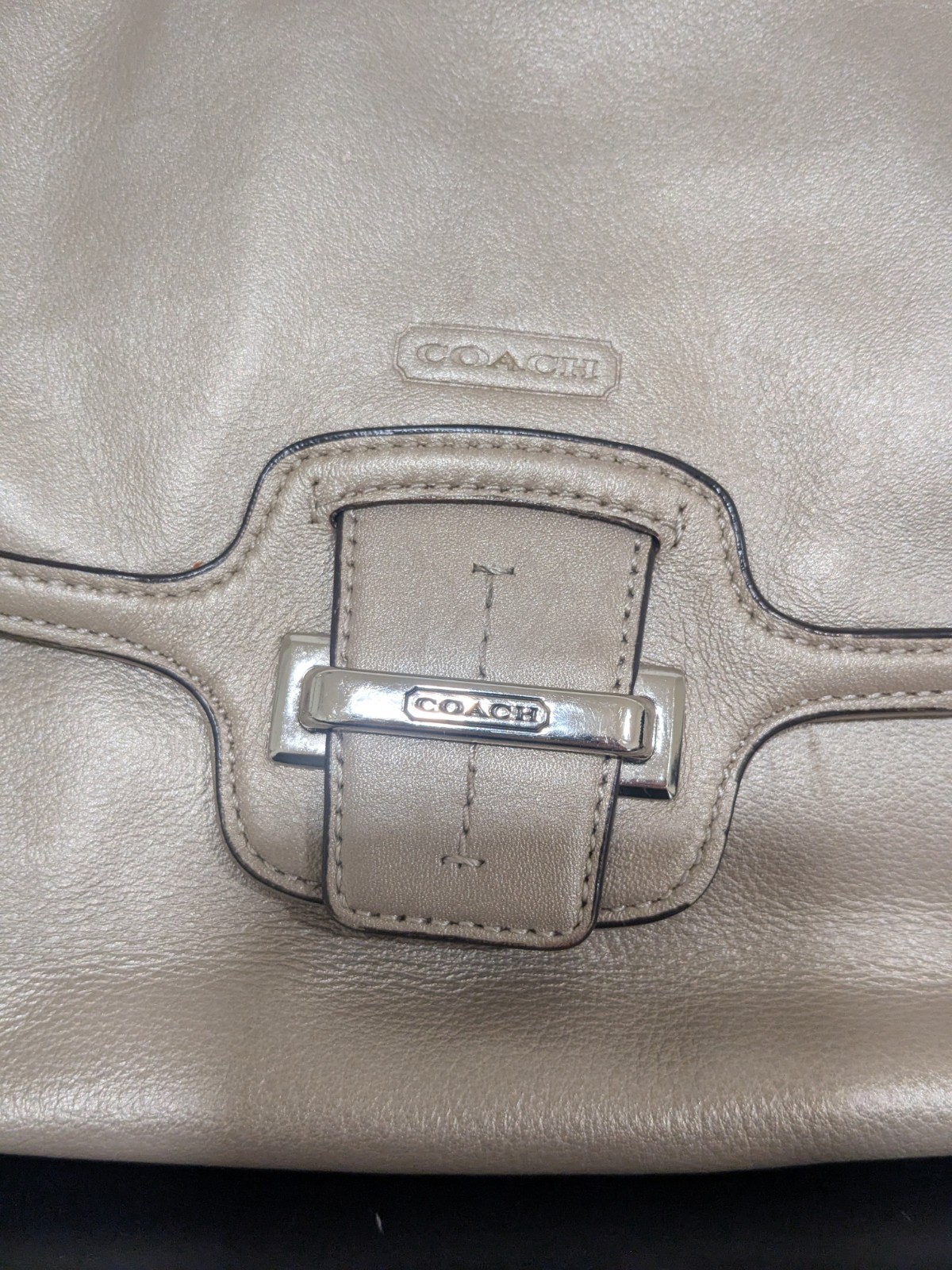 Coach Metallic Champagne Gold Taylor Leather Flap Shoulder Crossbody F25206 2013