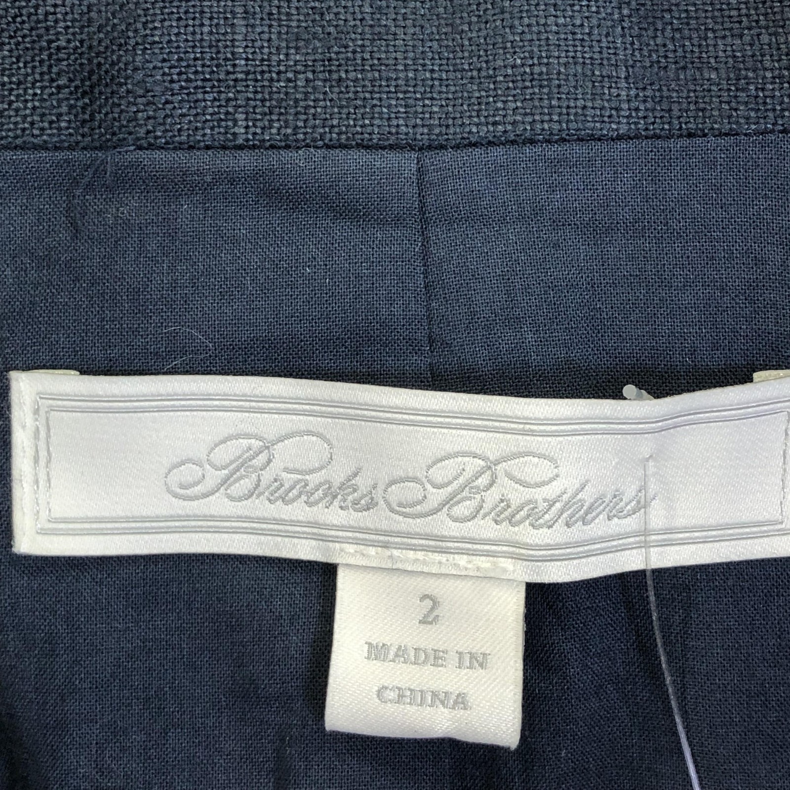 Brooks Brothers Blazer Womens 2 Navy Double Breasted Poplin Long Jacket Office