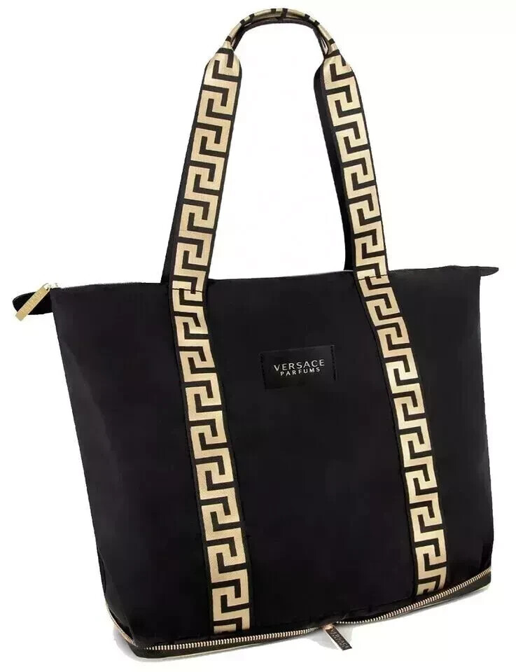 Versace Bag Black Gold Folding Tote Bag Shoulder Beauty Promo Womens NEW