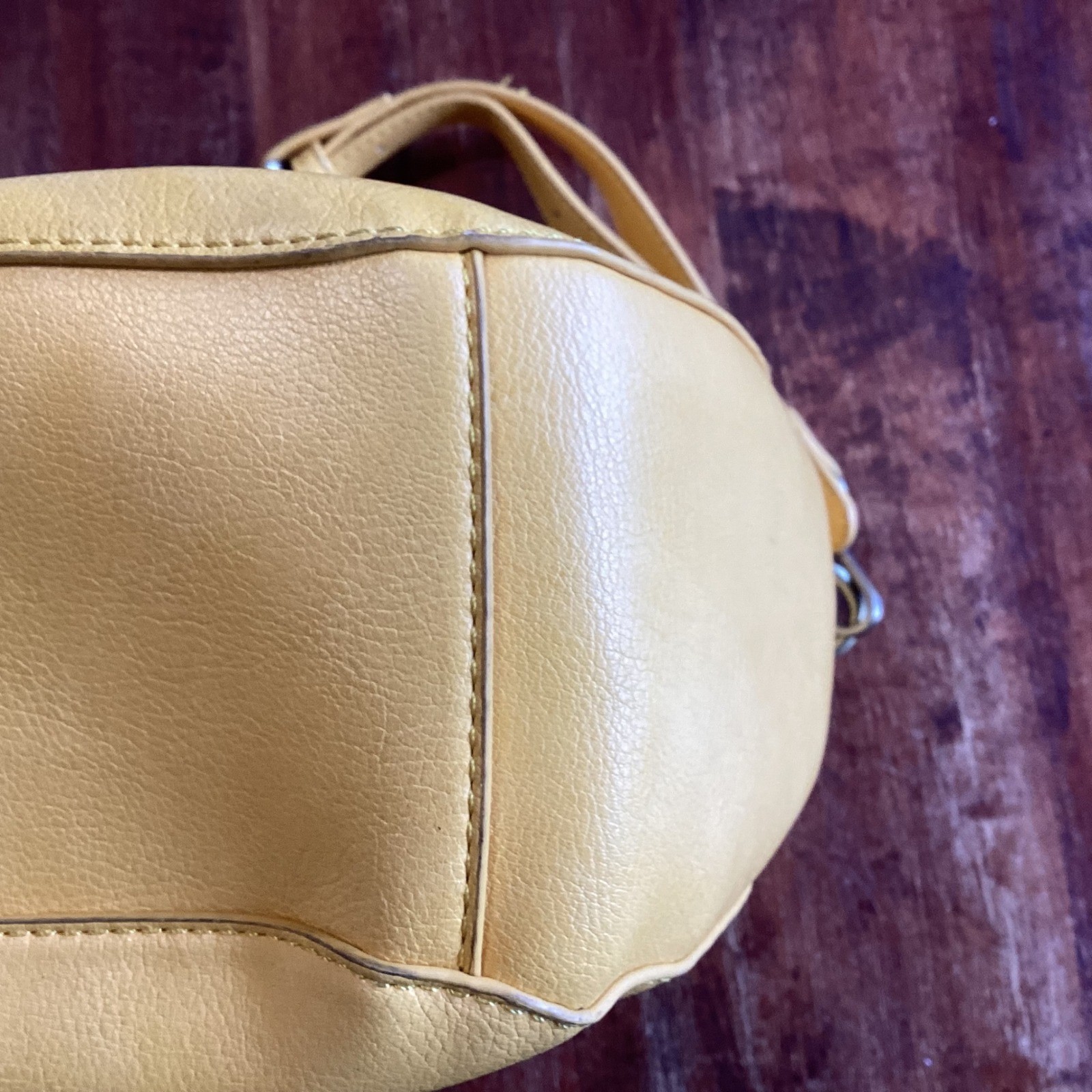 Joy Susan Yellow 100% Vegan Leather Circular Handle Crossbody Handbag Satchel