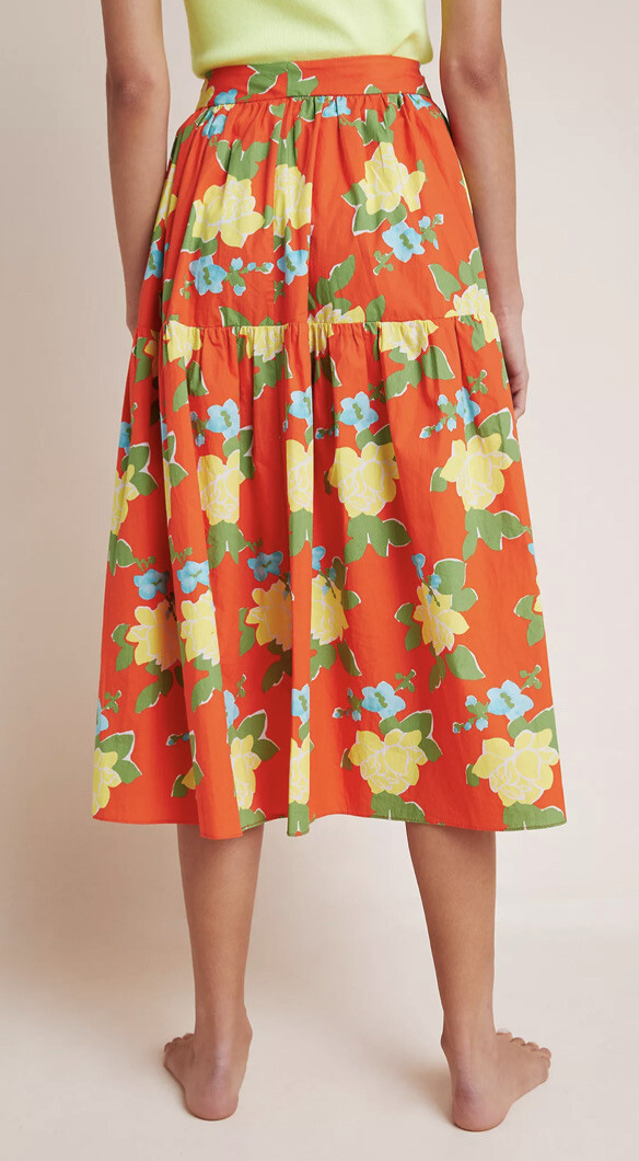 NWT $448 Anthropologie WHIT Maritza Midi Skirt Size 4 Floral Z345-7