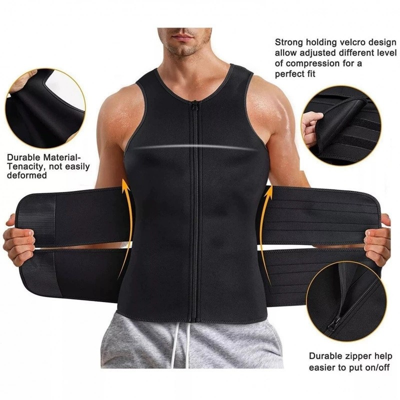 Mens Slimming Body Shaper Belly Chest Compression Vest Girdle T-Shirt Tank Top