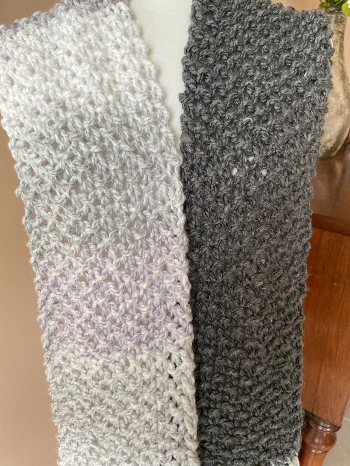 One of a Kind Acrylic Wool Blend Hand Knit Fringed Winlar Scarf NEW