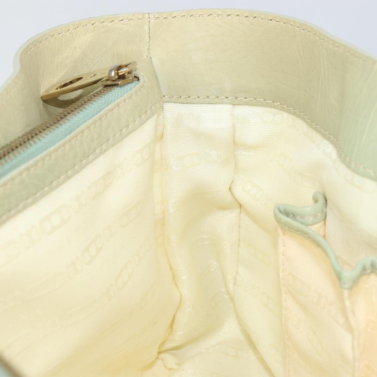 CELINE Boogie Hand Bag Leather Green Gold Auth BA9733