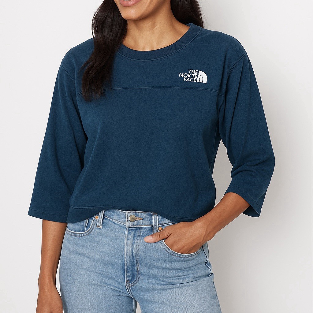 The North Face Blue Green Teal 3/4 Sweater Fleece Lined Size Medium
