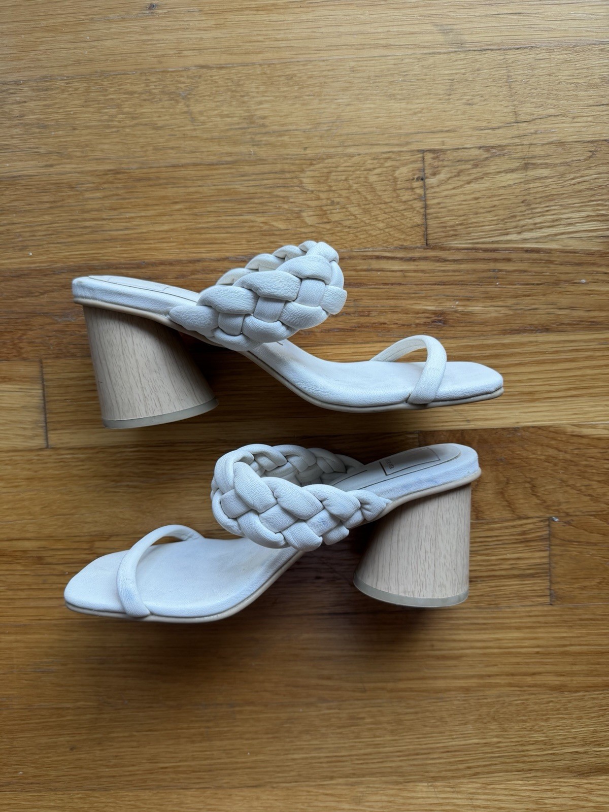 Dolce Vita Braided Strap Block Heel Slide Sandals Ivory/Cream Size 6.5