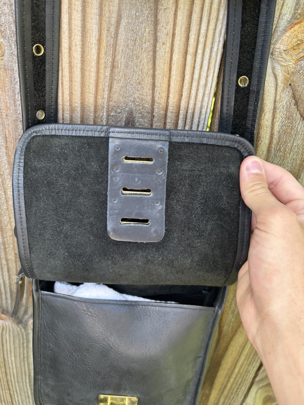 RARE Coach Pre Creed 1973 1970s Leather Hasp Bag Shoulder Bonnie Cashin Black