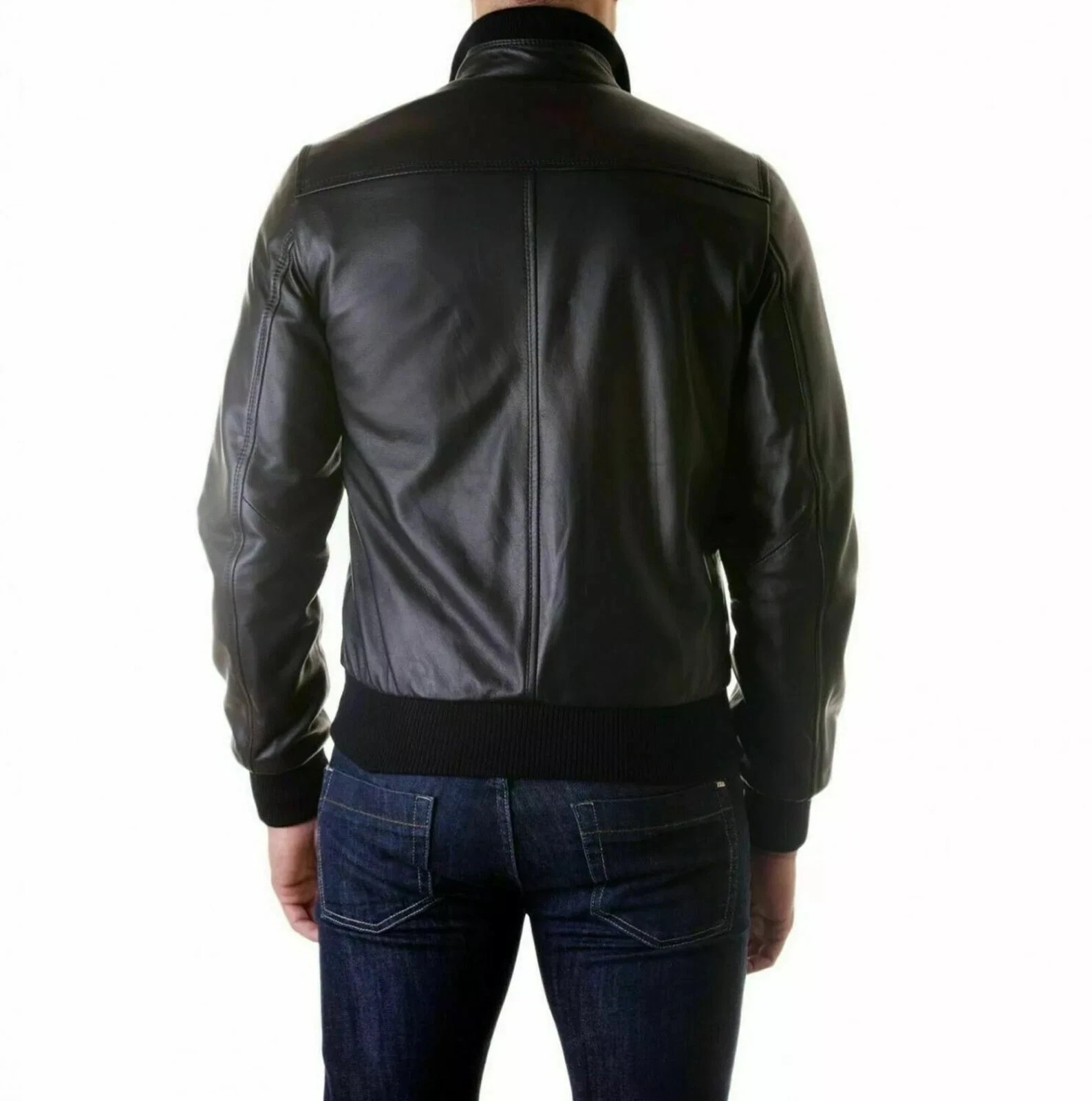 CLASSIC New Men’s Black Leather Jacket 100% Soft Lambskin Style Slim Fit Jacket