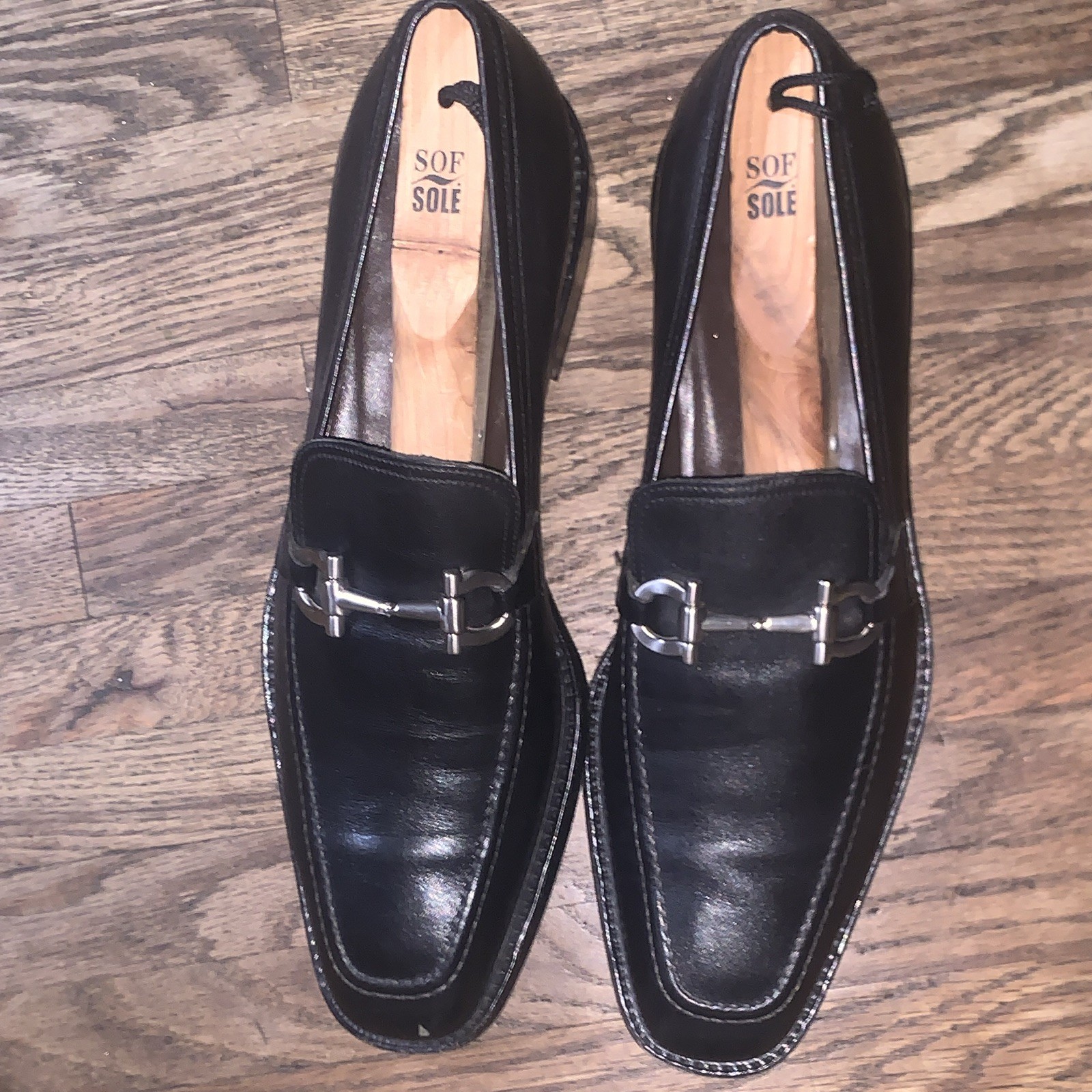 Salvatore Ferragamo Men’s Black Leather Slip-On Loafers US 8.5 D Logo