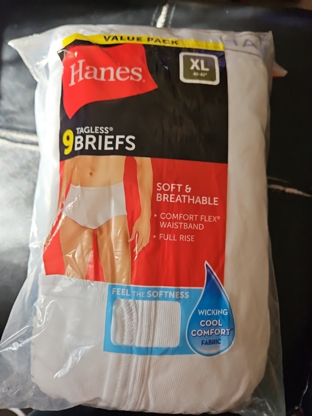 Hanes Briefs 9-Pack Men’s Tagless Underwear White ComfortSoft Waistband Wicking