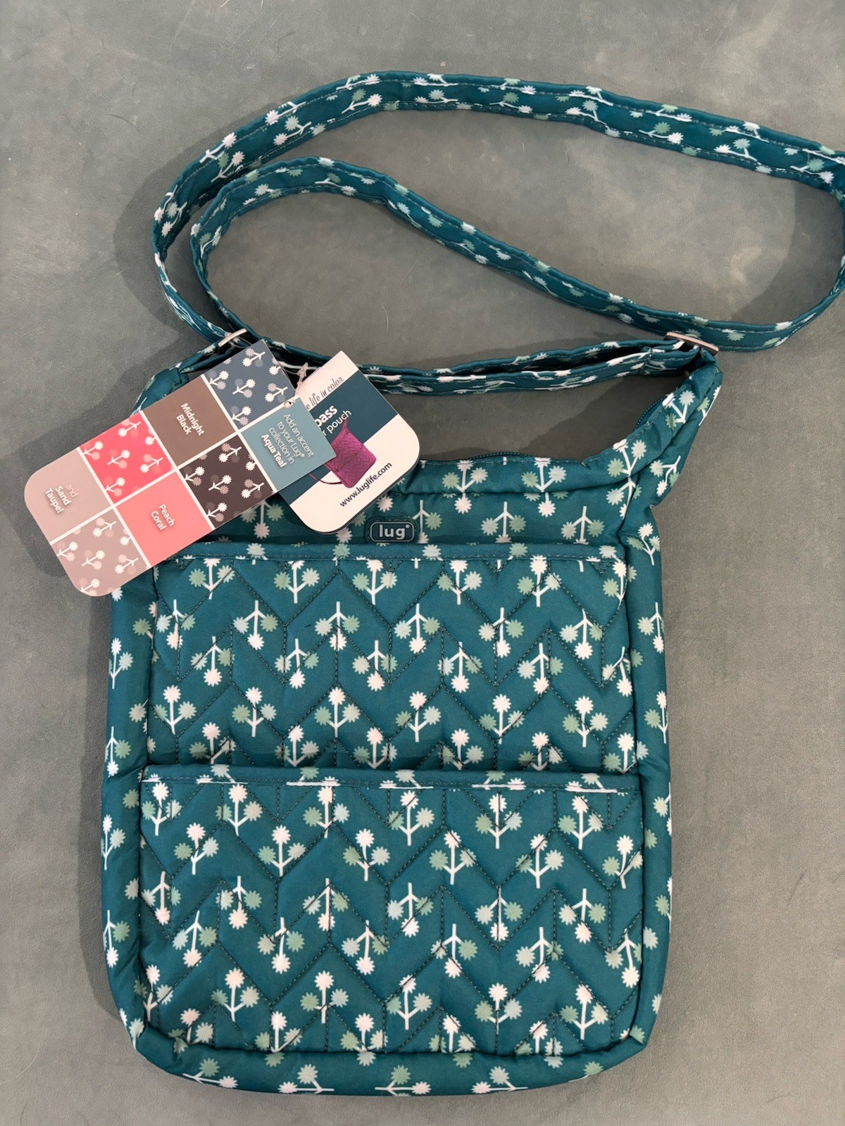 NWT Lug Compass Shoulder Pouch Quilted Print Medium N/S Crossbody Bag Purse