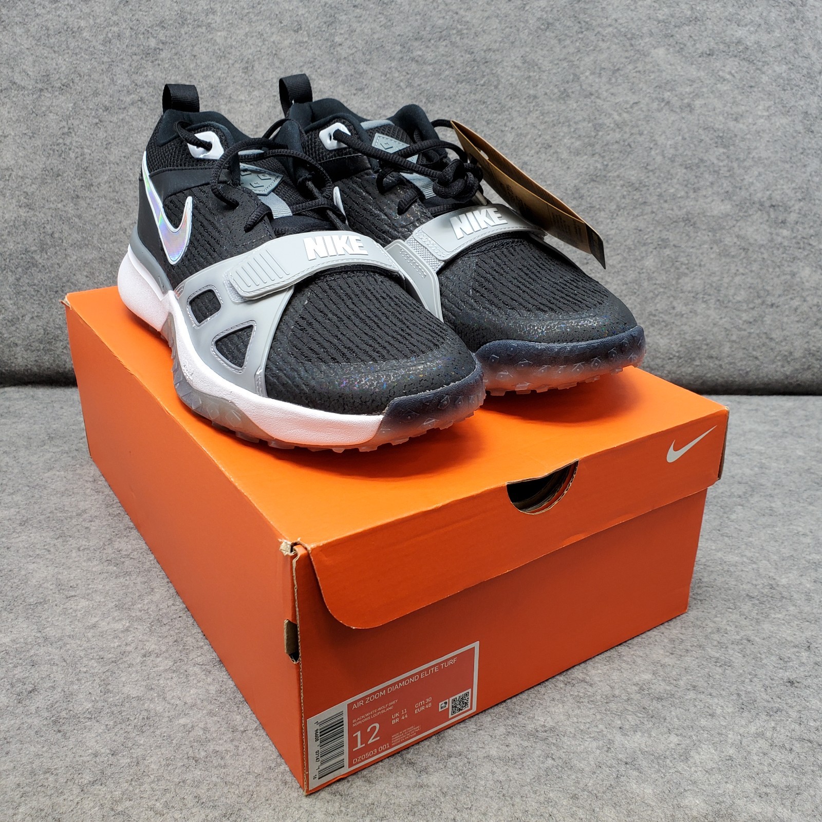 NIB Nike Shoes Men’s Size 12 Black/White Air Zoom Diamond Elite Turf DZ0503-001