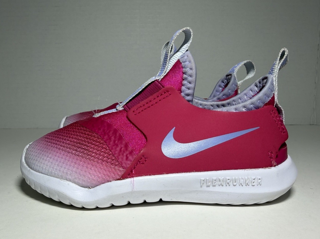 Nike Flex Runner Toddler Slip-On Sneakers Size 7C Pink Black Girls Walking Play