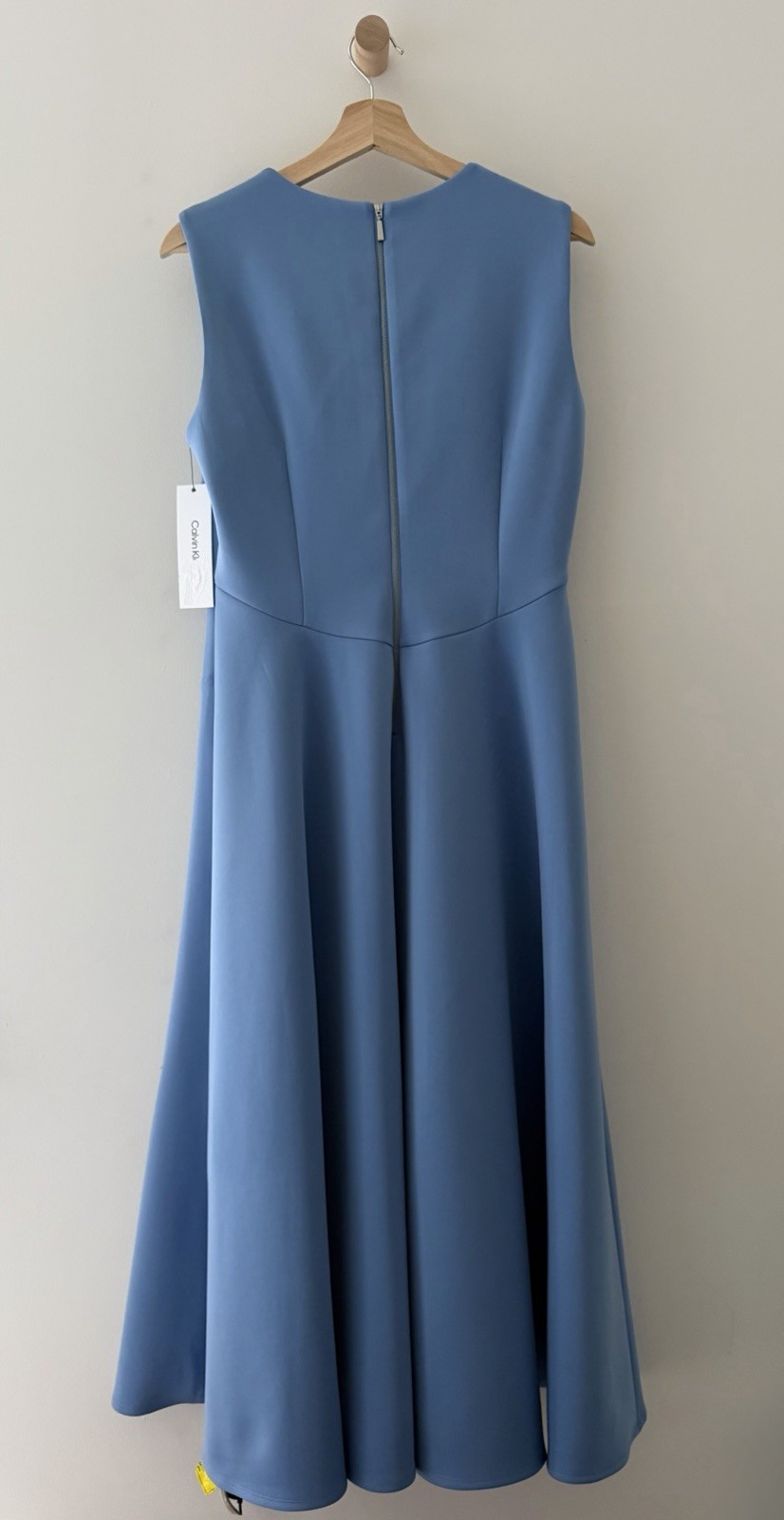 Calvin Klein Sleeveless Blue Midi Dress with Flared Hem