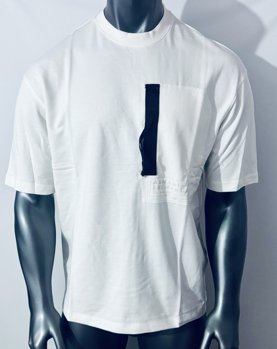 New Armani Exchange Men’s Crew Neck Zipper Short Sleeve Logo Shirt