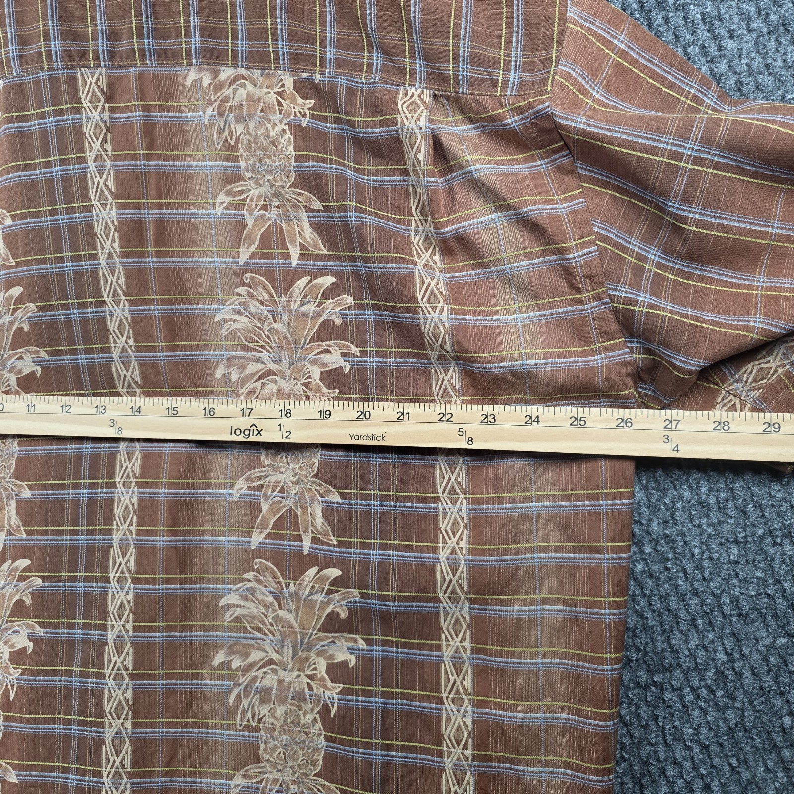 Vintage Tommy Bahama 100% Silk Aloha Shirt Mens XXL Brown Hawaiian Pineapple 90s