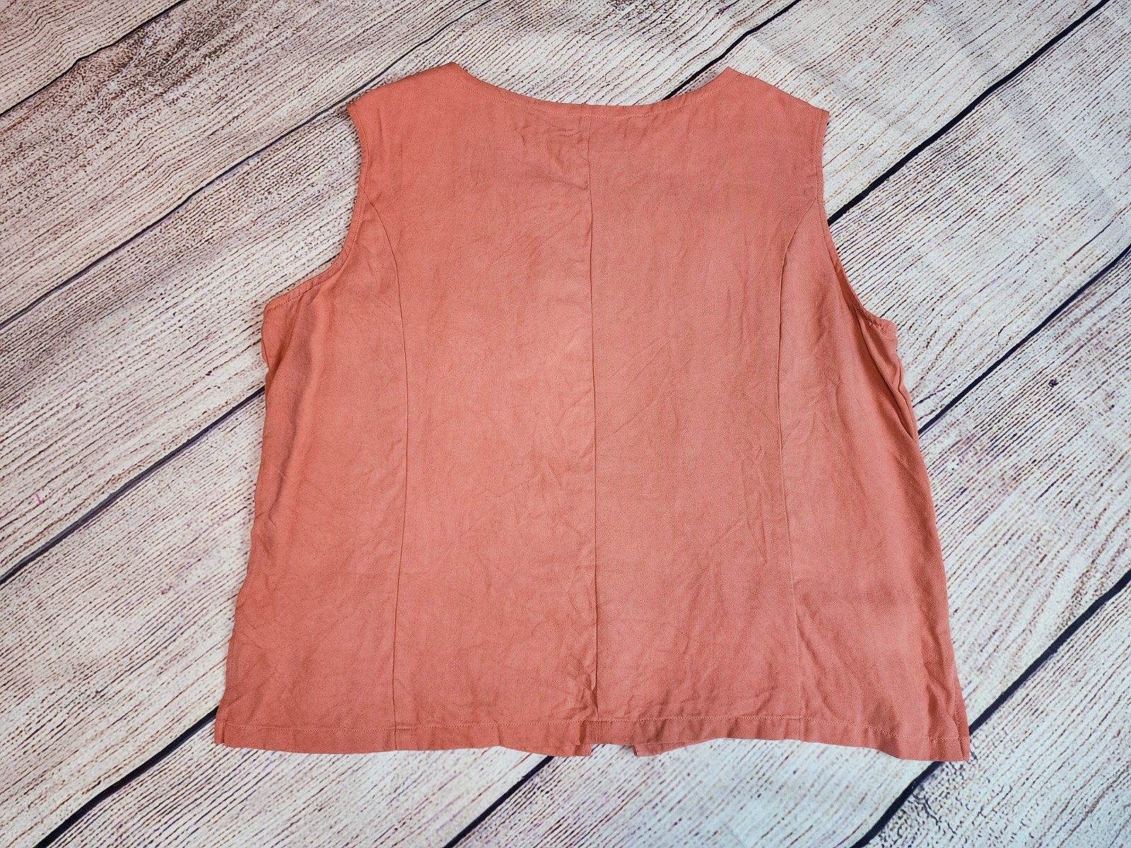 Pineapple Moon 100% Silk Coastal Vacation Peachy Pink Sleeveless Blouse XL 90’s