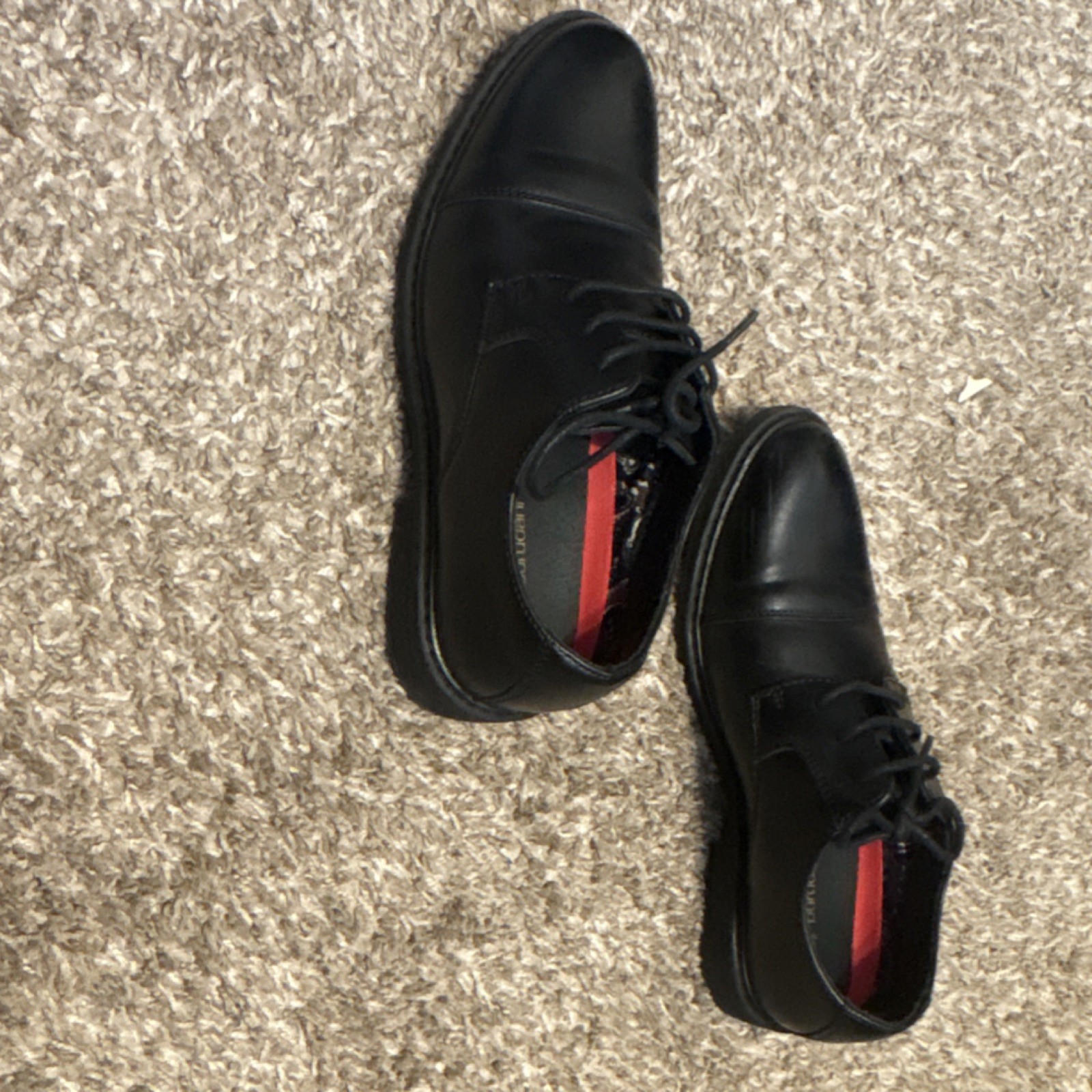Burudani Black Leather Oxford Cap Toe Lace-Up Youth Dress Shoes US Size 4