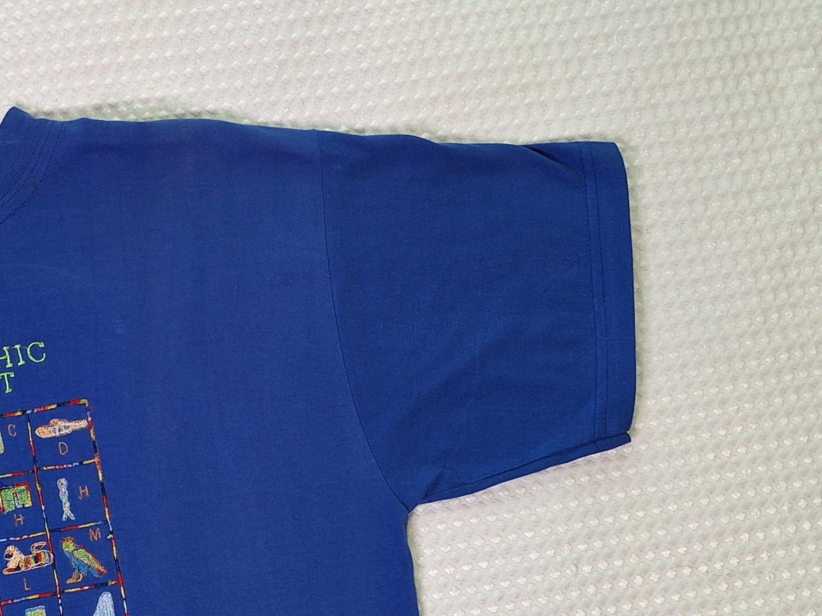 Egypt Egyptian Hieroglyphic Alphabet Embroidered Souvenir Blue T-shirt Size M