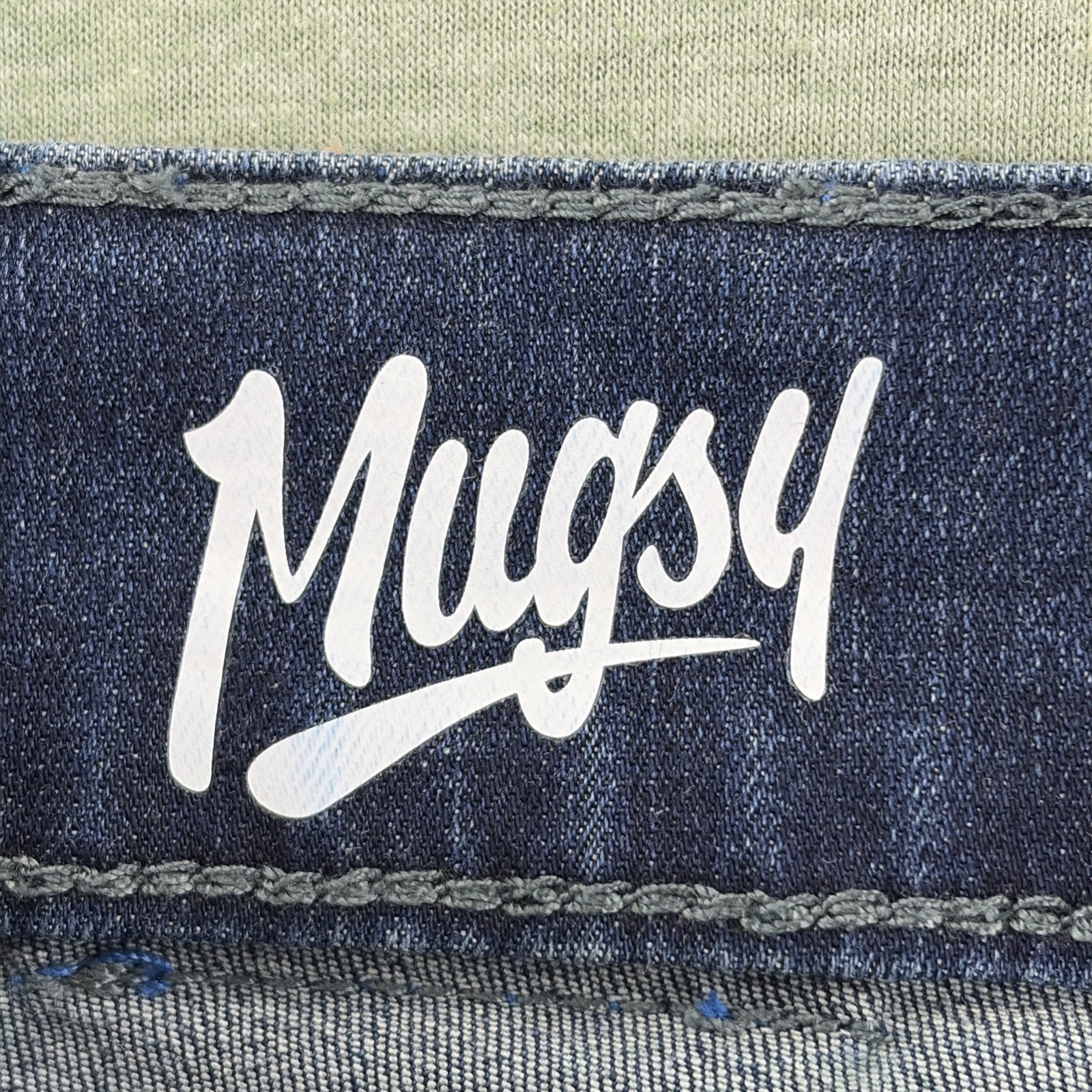 Mugsy Fultons Straight Fit Jeans Mens Size 44×30 Blue Dark Wash Denim Stretch