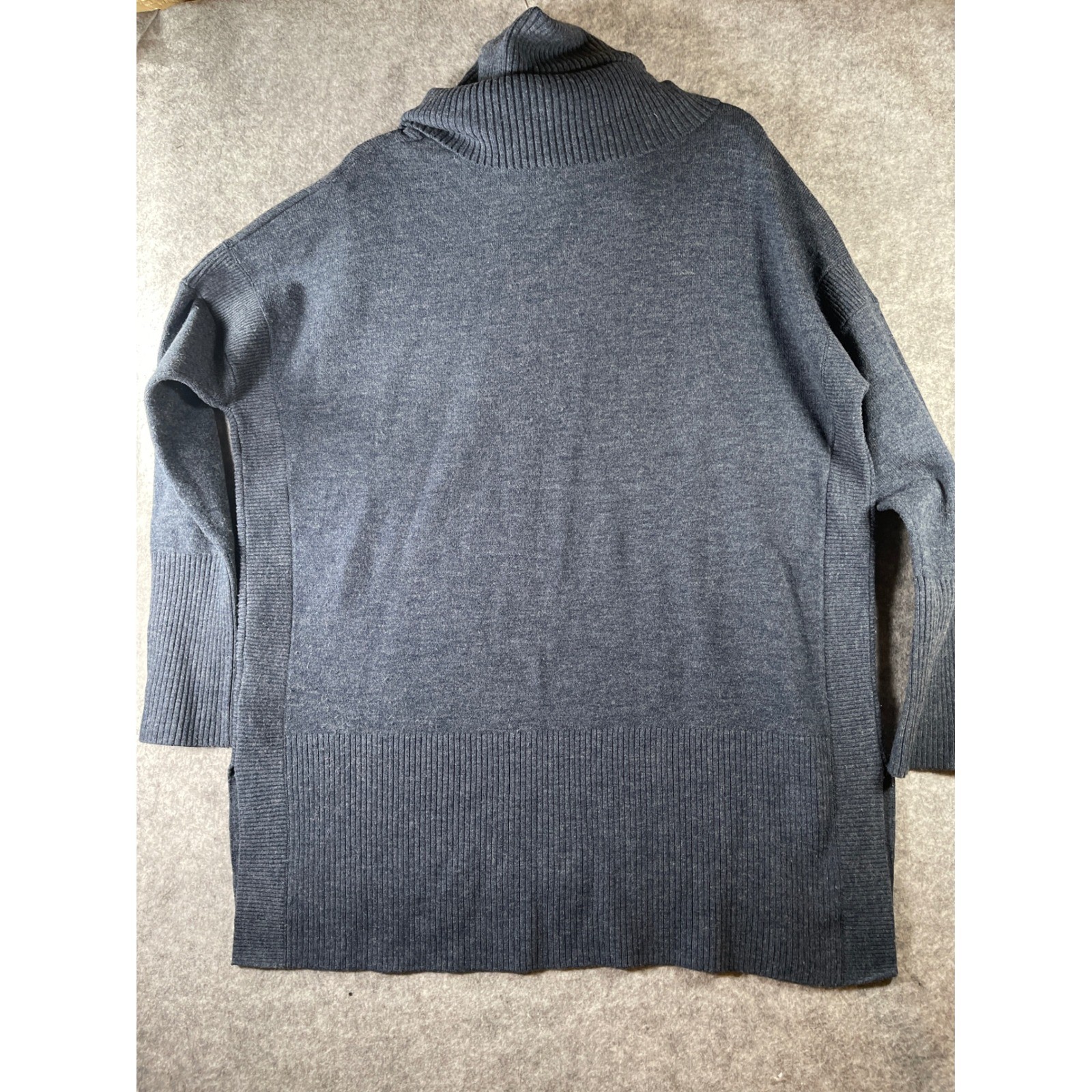 French Connection Mens Charcoal Gray Turtleneck Sweater High Low Hem Size M