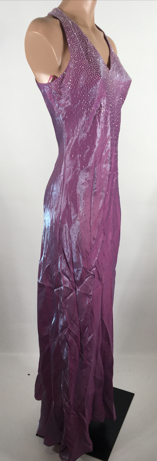CACHET Sequin Wet Look Shiny PROM Iridescent y2k Evening Gown DRESS 4 VTG 90s
