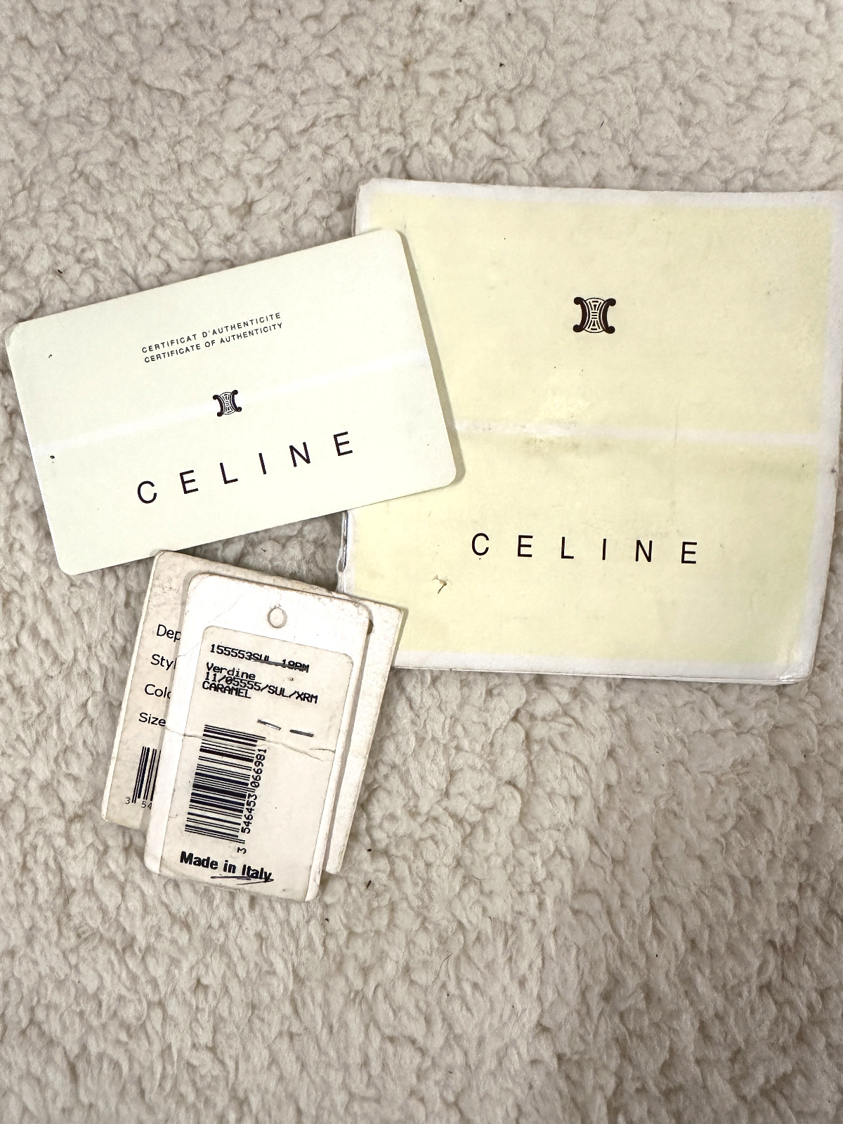 Celine Brown Leather Handbag Handle Purse Satchel Horse Buggy Logo Dust Bag Tags