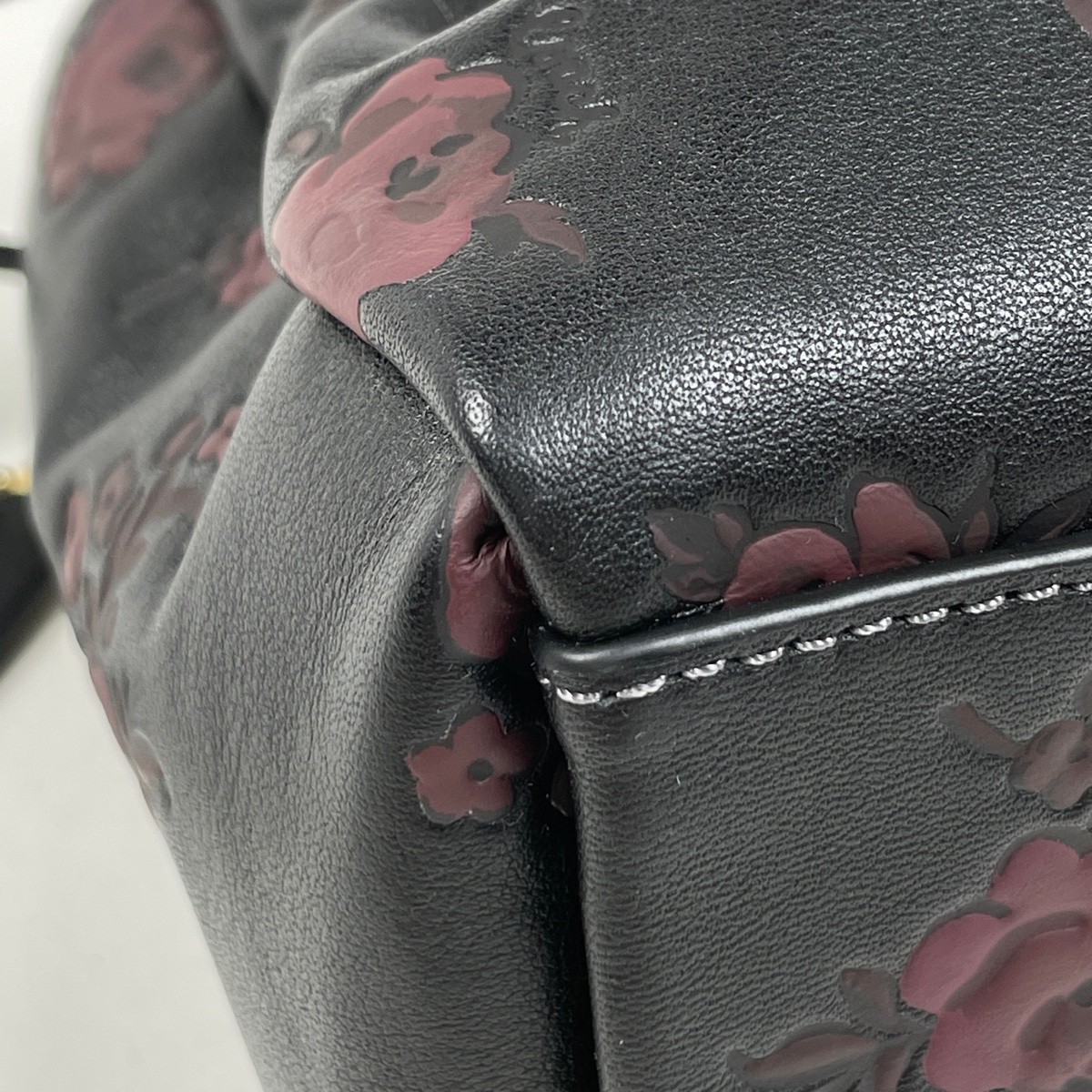 COACH Faye Drawstring Bag 2WAY Shoulder Bag Flower Hand Bag leather Black CC…