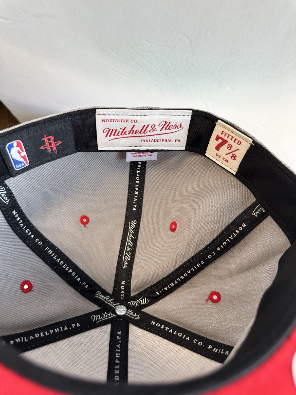 Mitchell And Ness Houston Rockets NBA Fitted Hat 7 3/8 Gray Black Red