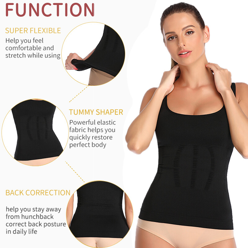 Women Stretch Cami with Built-in Shelf Bra Tank Top Wide Straps Padded Yoga Tops
