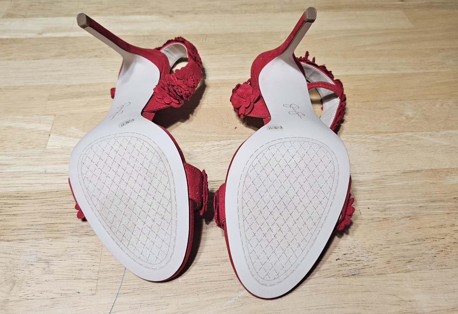 New Jessica Simpson Red Flower Heels Size 6.5 Womens – No Box