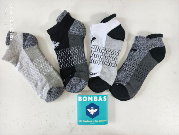 4 pairs BOMBAS Men’s honeycomb Original Ankle Socks Size Med 4 Colors Mix