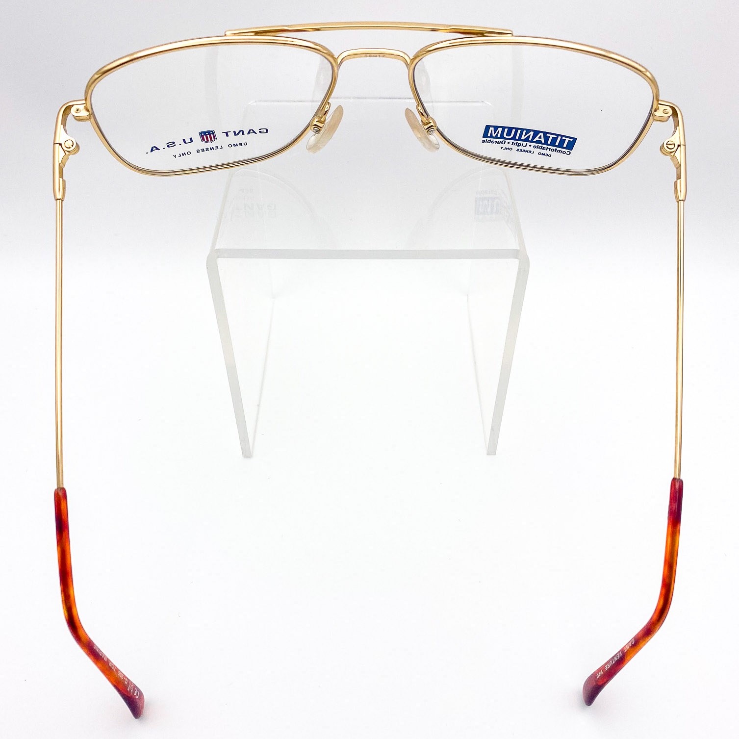 GANT USA Titanium Gold Tortoise Aviator Eyeglass Frames Vintage NOS